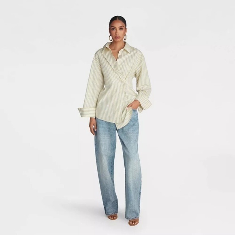 KBB KAHLANA Target XL Extra Large Long Sleeve Button-Down The Wrap Shirt Striped - Picture 4 of 10